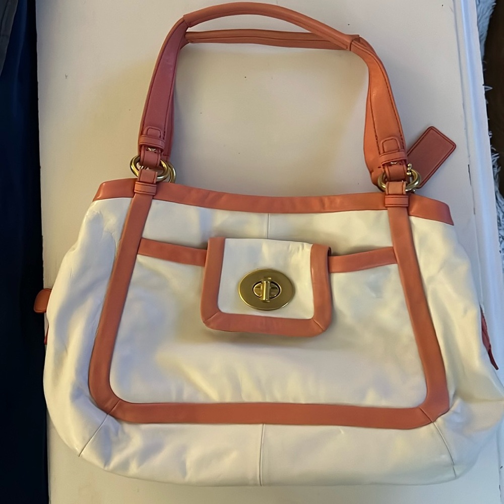 Vintage Style Coach Purse Pink and White